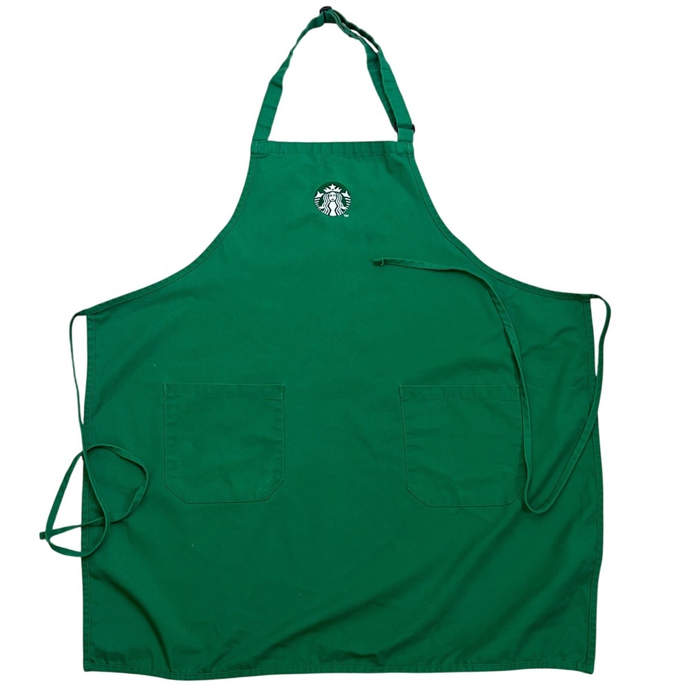 Official Starbucks Coffee Official Barista Green Apron Front Pockets Tie Back‎